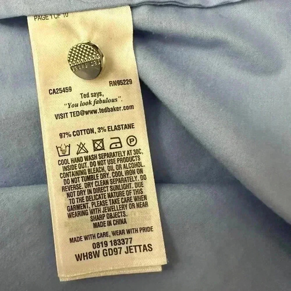 Ted Baker Jettas Embroidered Cold  Shoulder Dress Baby Blue Size 1 - Picture 9 of 16